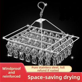 Rozsdamentes acél szárítóállvány, többkapcsos belső akasztó, háztartási szárítóállvány, zoknitartó, kollégiumi szárítózokni, tárolózokni