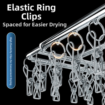 Ράφι στεγνώματος από ανοξείδωτο ατσάλι με πολλαπλά κλιπ, εσωτερική κρεμάστρα, ράφι στεγνώματος για οικιακή χρήση, κάλτσες, κάλτσες στεγνώματος για κοιτώνες, κάλτσες αποθήκευσης