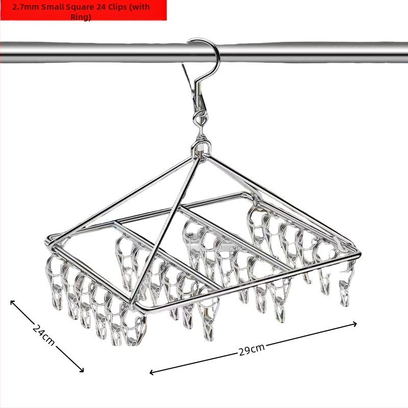 Rozsdamentes acél szárítóállvány, többkapcsos belső akasztó, háztartási szárítóállvány, zoknitartó, kollégiumi szárítózokni, tárolózokni
