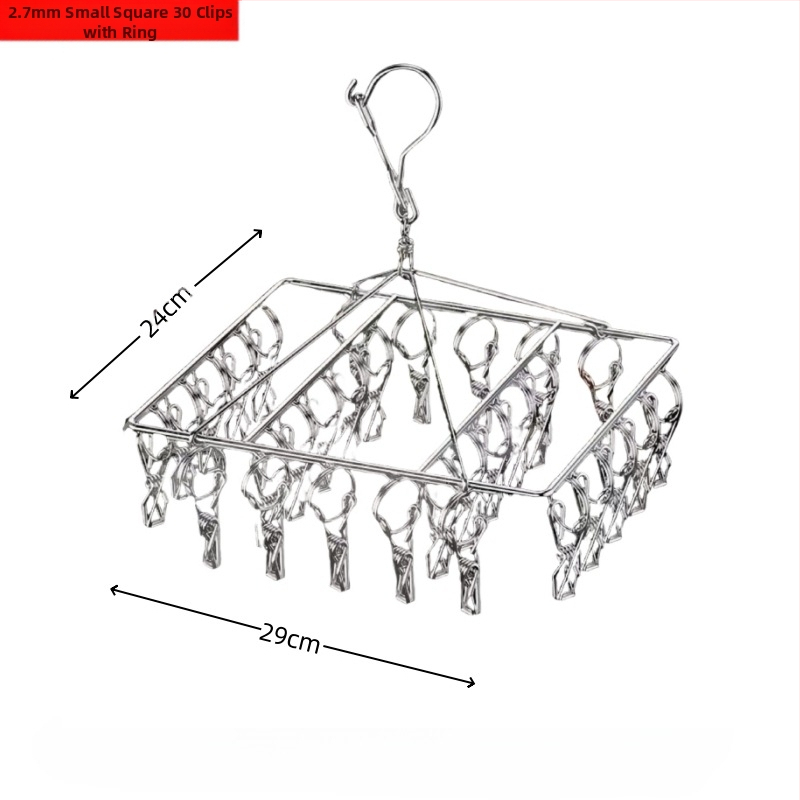 Rozsdamentes acél szárítóállvány, többkapcsos belső akasztó, háztartási szárítóállvány, zoknitartó, kollégiumi szárítózokni, tárolózokni