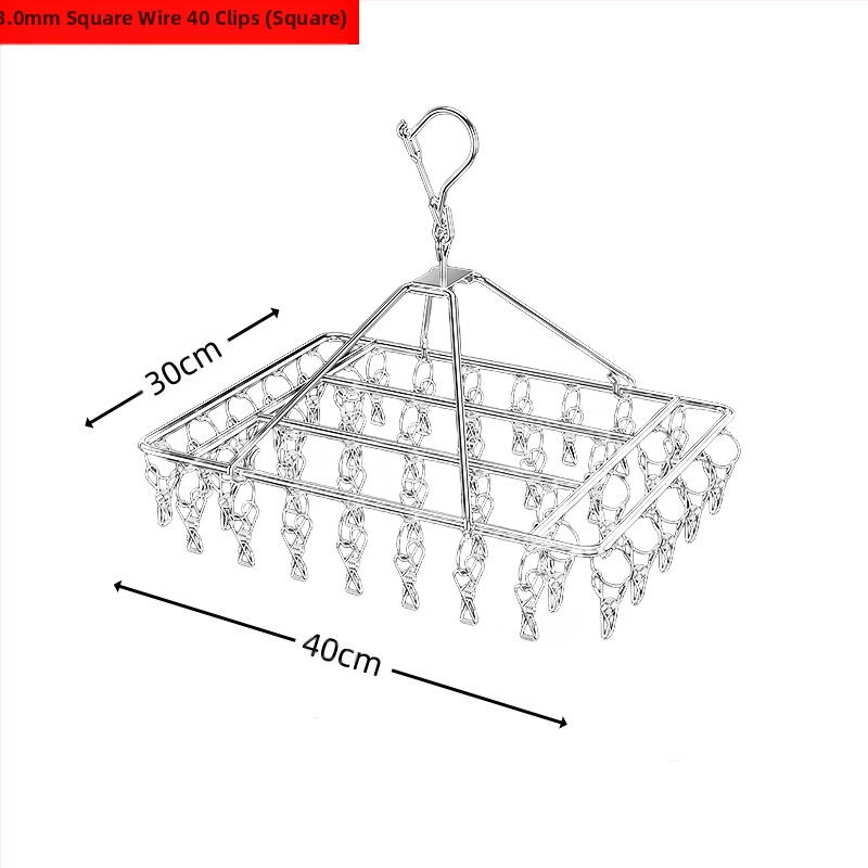 Rozsdamentes acél szárítóállvány, többkapcsos belső akasztó, háztartási szárítóállvány, zoknitartó, kollégiumi szárítózokni, tárolózokni