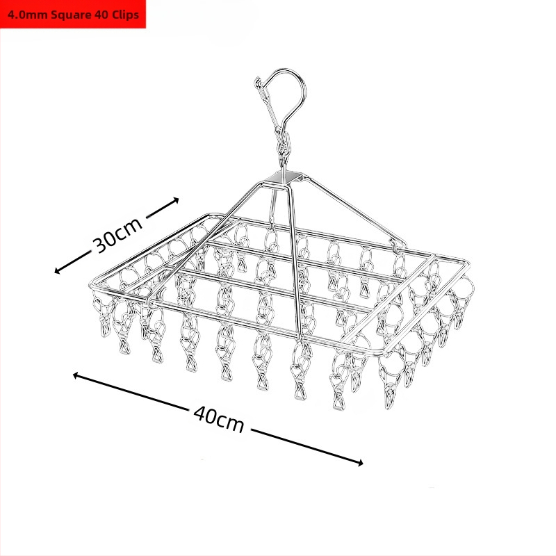 Rozsdamentes acél szárítóállvány, többkapcsos belső akasztó, háztartási szárítóállvány, zoknitartó, kollégiumi szárítózokni, tárolózokni
