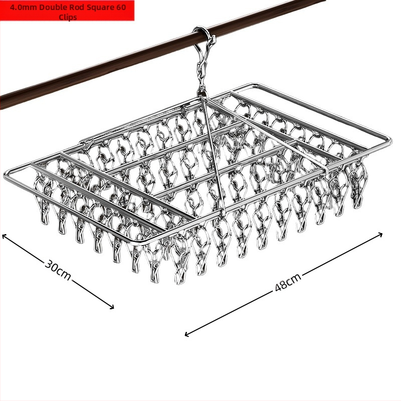 Rozsdamentes acél szárítóállvány, többkapcsos belső akasztó, háztartási szárítóállvány, zoknitartó, kollégiumi szárítózokni, tárolózokni