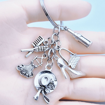 Divat DIY kiegészítők Női táska felső kalap szoknya magas sarkú cipő rúzs fésű kreatív kulcstartó hátizsák lógó