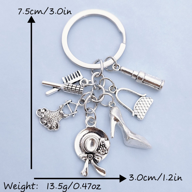 Divat DIY kiegészítők Női táska felső kalap szoknya magas sarkú cipő rúzs fésű kreatív kulcstartó hátizsák lógó