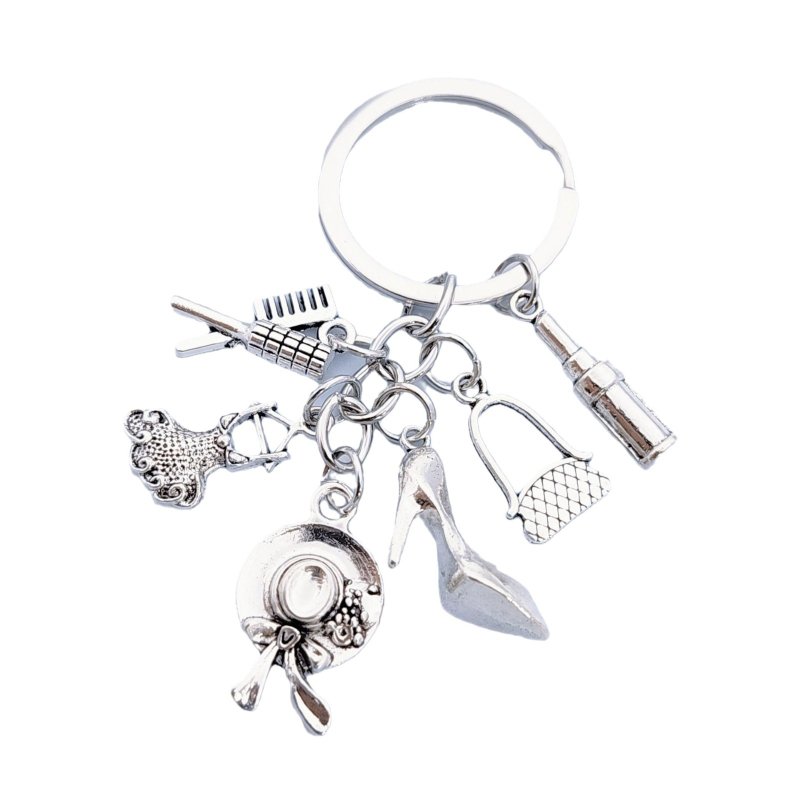 Divat DIY kiegészítők Női táska felső kalap szoknya magas sarkú cipő rúzs fésű kreatív kulcstartó hátizsák lógó