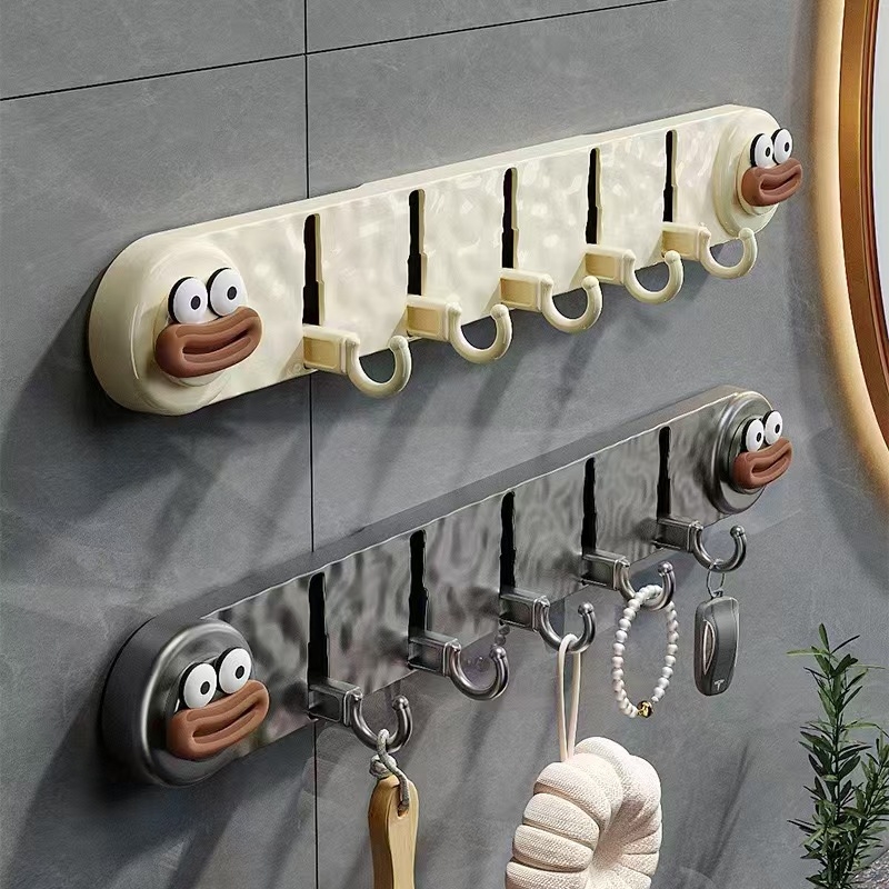 Új tapadókorongos ötkampós, nem perforált háztartási kabátakasztó, fürdőszobai ajtóra akasztható, WC-tárolókampó