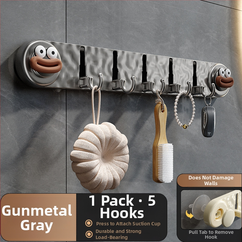 Új tapadókorongos ötkampós, nem perforált háztartási kabátakasztó, fürdőszobai ajtóra akasztható, WC-tárolókampó