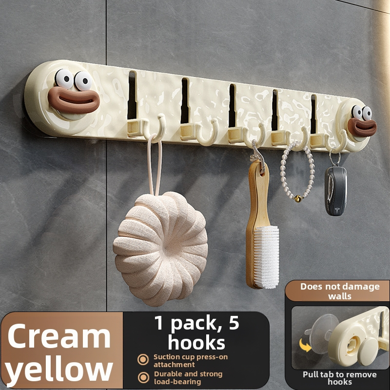 Új tapadókorongos ötkampós, nem perforált háztartási kabátakasztó, fürdőszobai ajtóra akasztható, WC-tárolókampó