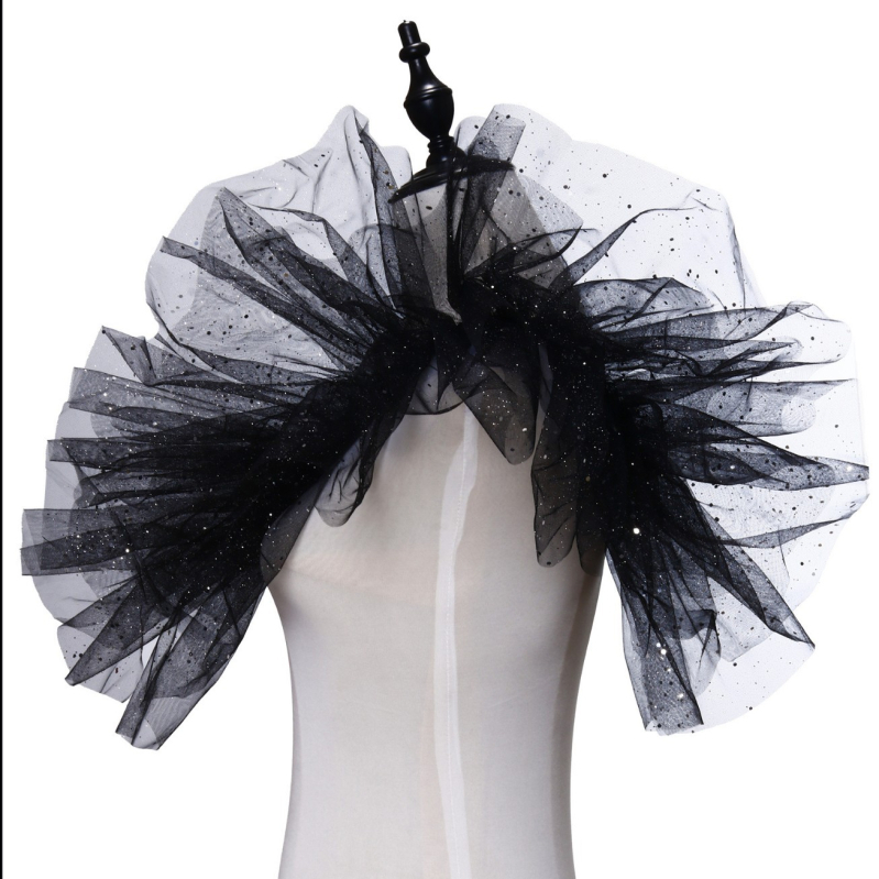 Lotte stil japonez pufos plasă cross-body curea de bun venit șal guler fals mascarada bar gazdă accesorii guler