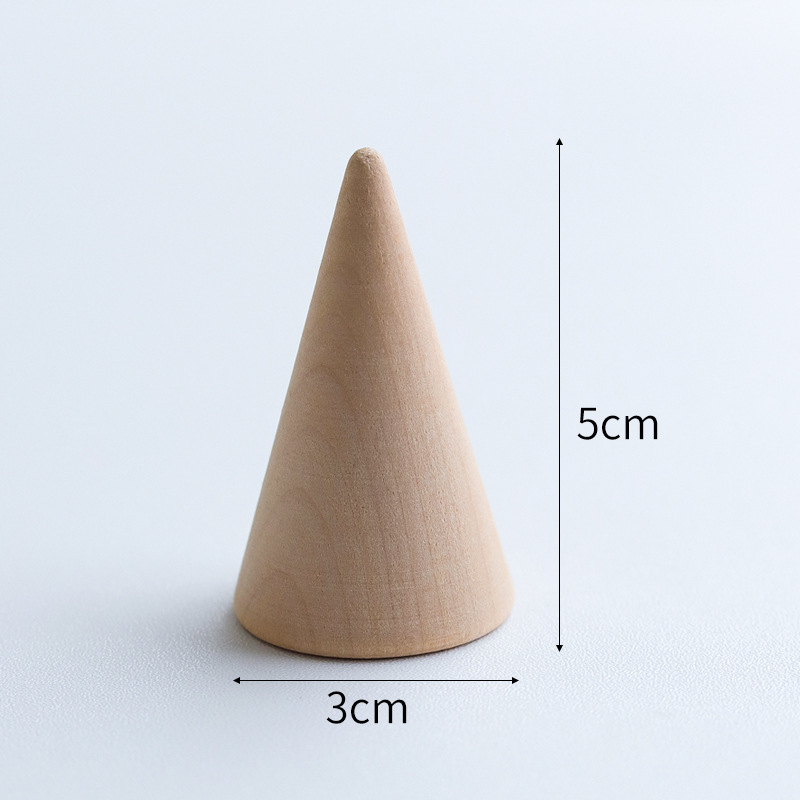 Täispuidust koonilise kujuga rõngaste vitriinalus ehetele ehete poodi, rõngaste hoiustamine, fotograafia poseerimise rekvisiidid, kaunistused