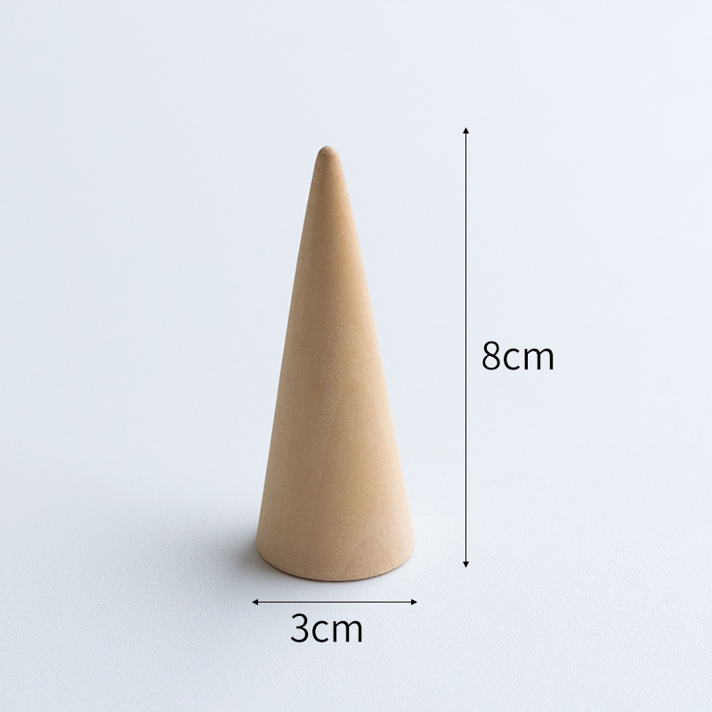 Täispuidust koonilise kujuga rõngaste vitriinalus ehetele ehete poodi, rõngaste hoiustamine, fotograafia poseerimise rekvisiidid, kaunistused