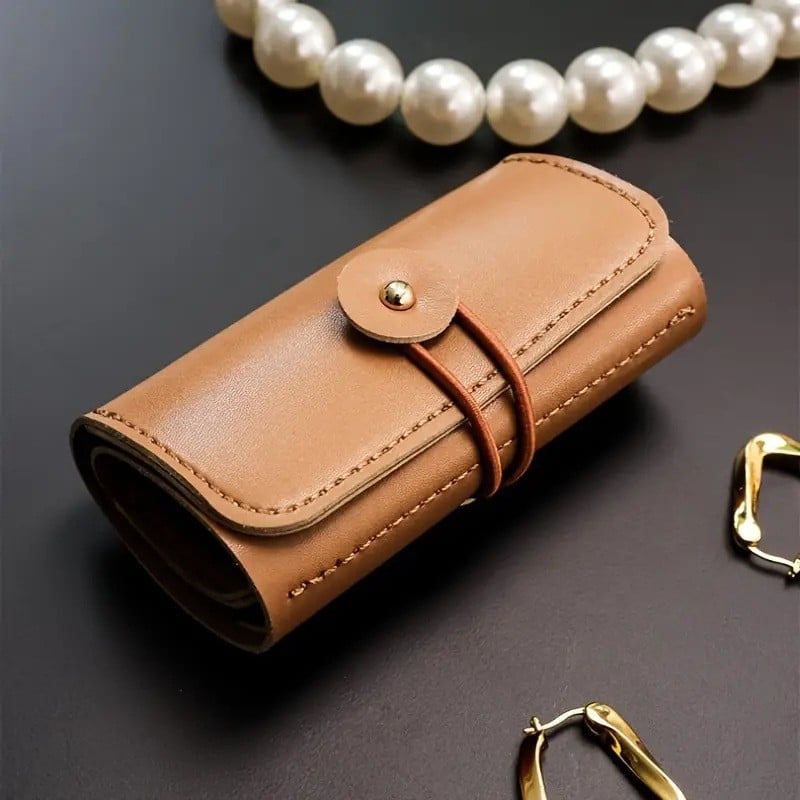 Geantă de bijuterii din piele explozivă transfrontalieră, geantă de depozitare mini pentru cercei și inele, pliabilă, pentru colier și bijuterii