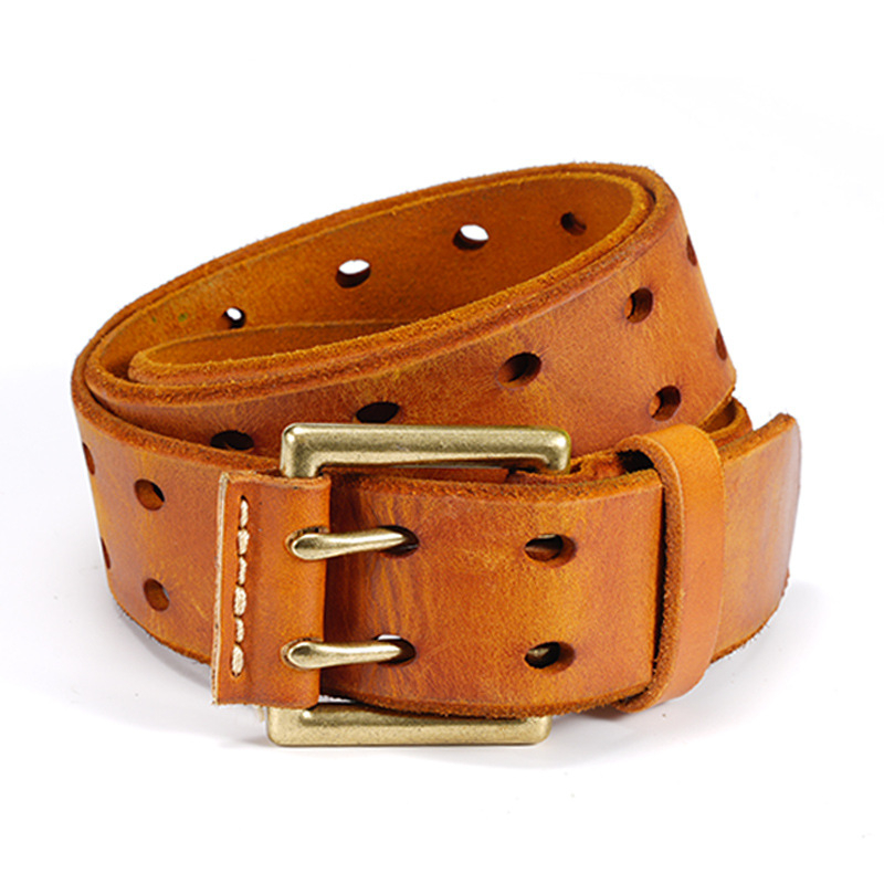 Határokon átnyúló férfi öv retro felső rétegű marhabőr tűs csatos öv külkereskedelmi minden mérkőzésre alkalmas fiatal és középkorú farmernadrágokkal, férfi raktáron
