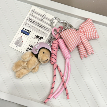 Miu skyriaus mielas kūrybingas pakabukų krepšys, kūrybingas pakabinamas poros mokyklinis krepšys, raktų pakabukas, dekoracija, pažangus šalmo meškiukas