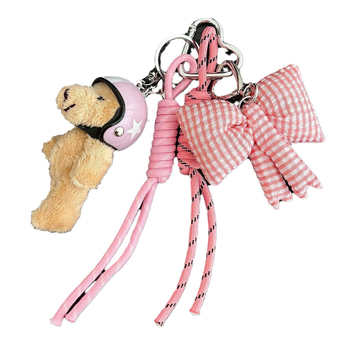 Miu skyriaus mielas kūrybingas pakabukų krepšys, kūrybingas pakabinamas poros mokyklinis krepšys, raktų pakabukas, dekoracija, pažangus šalmo meškiukas