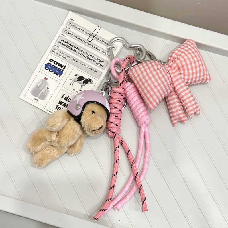 Miu skyriaus mielas kūrybingas pakabukų krepšys, kūrybingas pakabinamas poros mokyklinis krepšys, raktų pakabukas, dekoracija, pažangus šalmo meškiukas