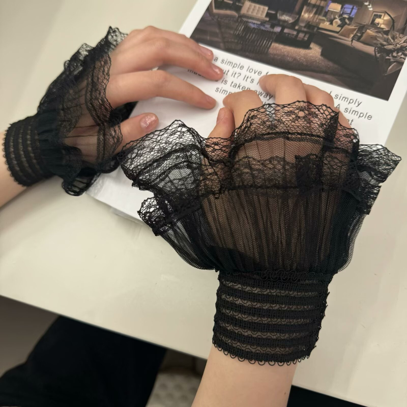 Lolita kaspino nėrinių rankų rankovės moteriškos lolita nėrinių rankovės lori lo niang gėlės vestuvinė cos apyrankė maža daiktadėžė