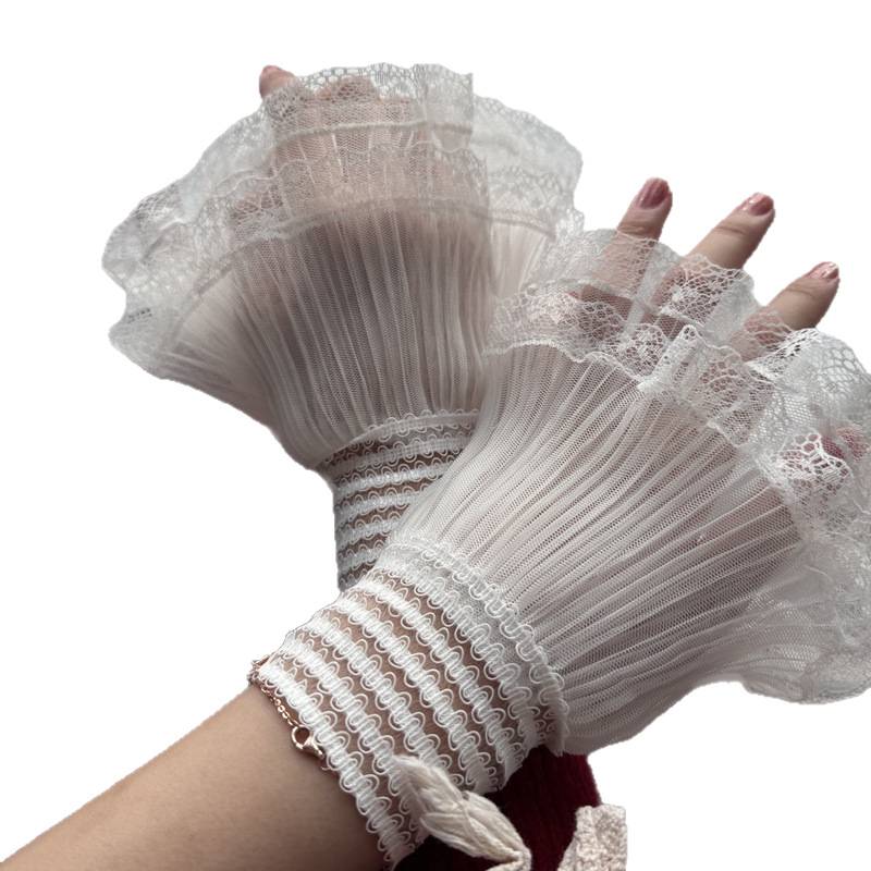 Lolita kaspino nėrinių rankų rankovės moteriškos lolita nėrinių rankovės lori lo niang gėlės vestuvinė cos apyrankė maža daiktadėžė