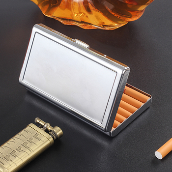 Garš 10 cm metāla pārnēsājams, garš cigarešu maciņš, kabatas gaismas plāksnes spogulis, garš cigarešu maciņš, moderns, radošs, divpusējs smēķēšanas komplekts