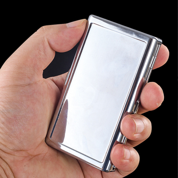 Garš 10 cm metāla pārnēsājams, garš cigarešu maciņš, kabatas gaismas plāksnes spogulis, garš cigarešu maciņš, moderns, radošs, divpusējs smēķēšanas komplekts