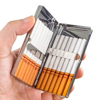 Garš 10 cm metāla pārnēsājams, garš cigarešu maciņš, kabatas gaismas plāksnes spogulis, garš cigarešu maciņš, moderns, radošs, divpusējs smēķēšanas komplekts