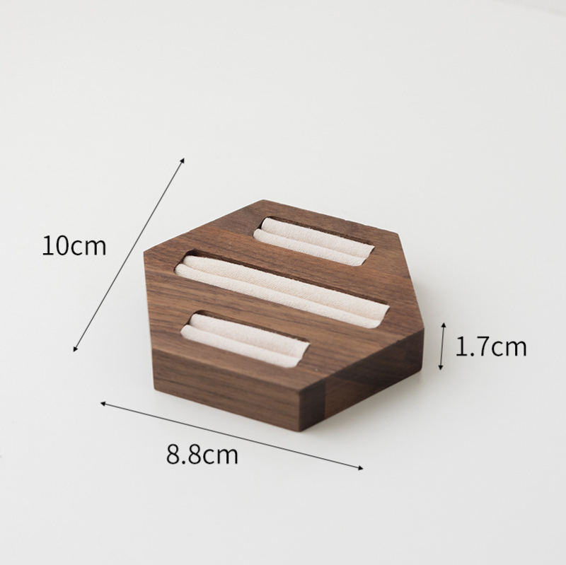 Mustast pähklist täispuidust sõrmuse vitriin, tipptasemel ehterõngaste ehete poe vitriin, fotorekvisiidid