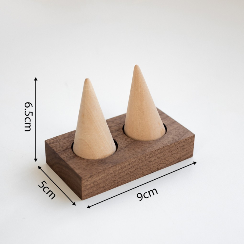 Mustast pähklist täispuidust sõrmuse vitriin, tipptasemel ehterõngaste ehete poe vitriin, fotorekvisiidid