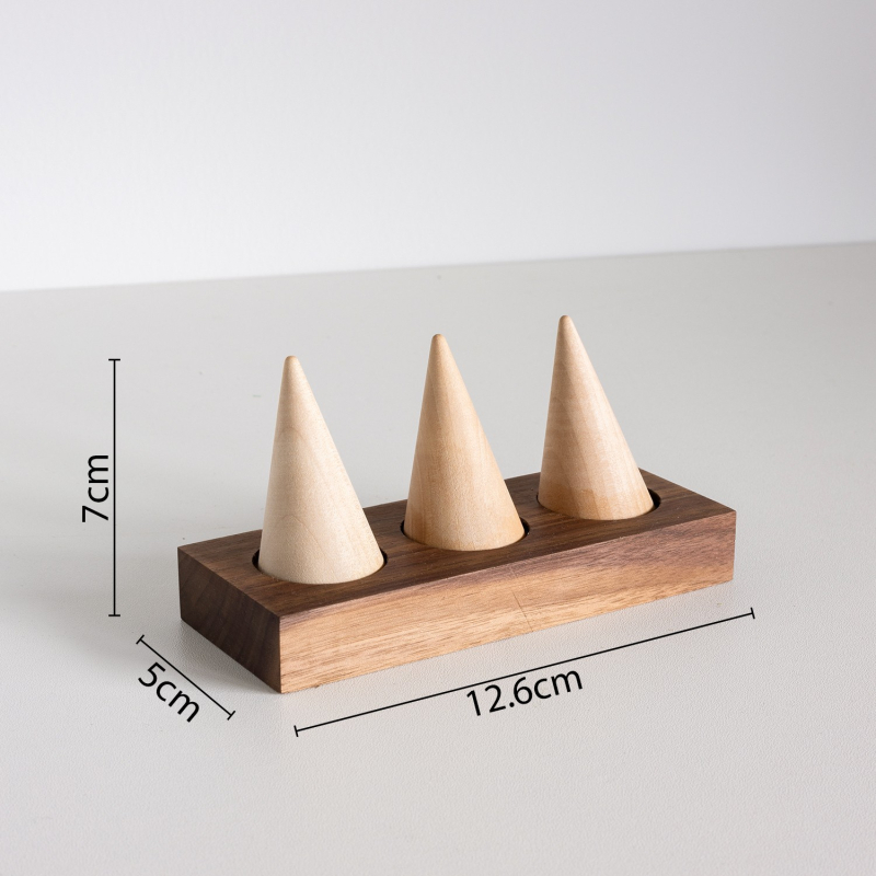 Mustast pähklist täispuidust sõrmuse vitriin, tipptasemel ehterõngaste ehete poe vitriin, fotorekvisiidid