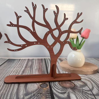 Трансгранична креативна стойка за обеци във формата на дърво, дървена стойка за обеци, гривна, колие, винтидж дървени орнаменти