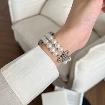 Βραχιόλι με φιόγκο και μαργαριτάρια για το Apple Watch10 με iwatch9 γενιάς 876 για γυναίκες