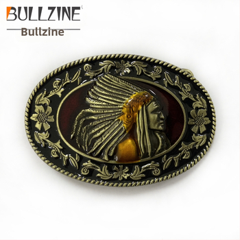 BULLZINE cinka sakausējuma indiešu jostas sprādze 03151-1 retro ikdienas vesterna džinsa jostas sprādze