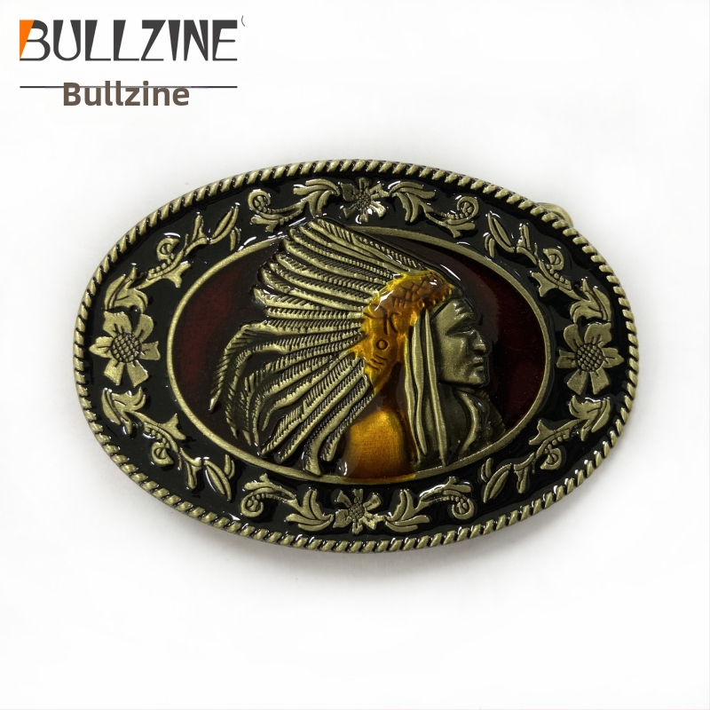 BULLZINE Цинк сплав Индийска катарама за колан 03151-1 Ретро ежедневна западна дънкова катарама за колан