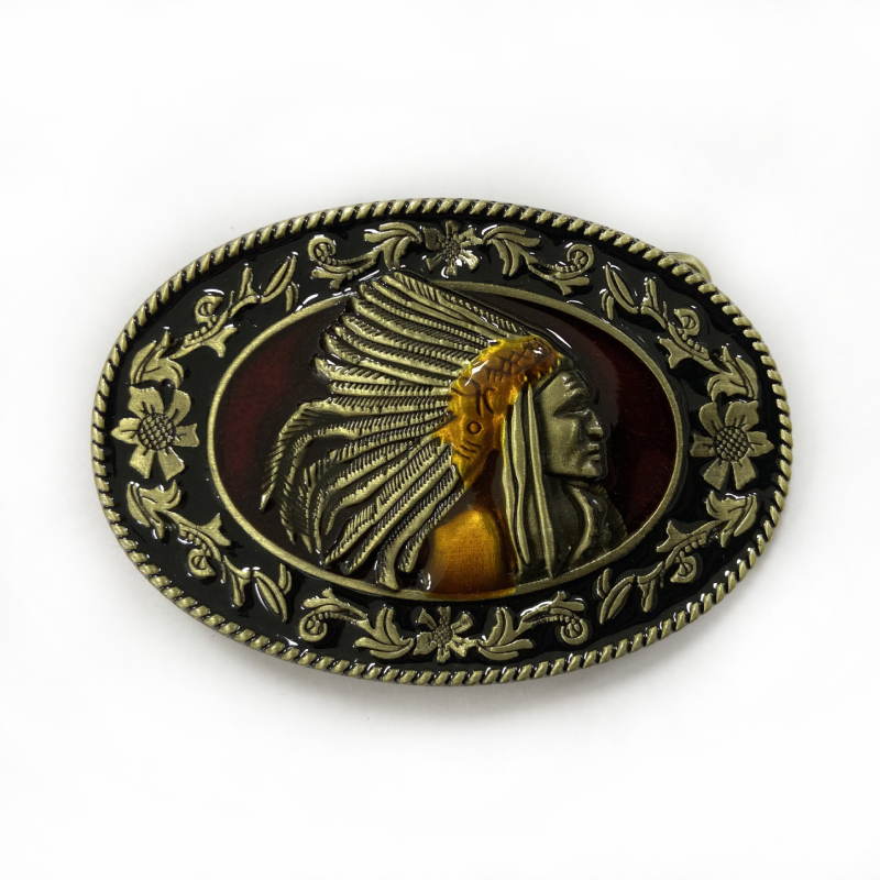 BULLZINE cinka sakausējuma indiešu jostas sprādze 03151-1 retro ikdienas vesterna džinsa jostas sprādze