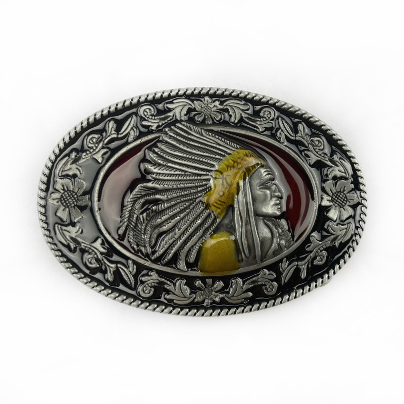 BULLZINE cinka sakausējuma indiešu jostas sprādze 03151-1 retro ikdienas vesterna džinsa jostas sprādze