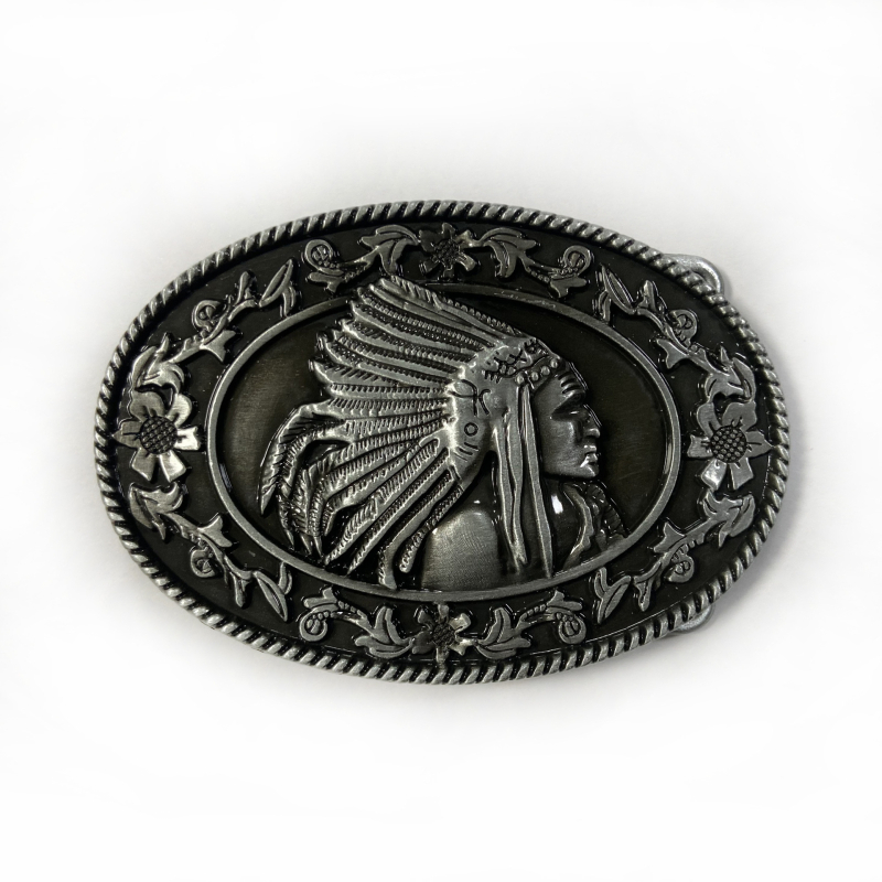 BULLZINE cinka sakausējuma indiešu jostas sprādze 03151-1 retro ikdienas vesterna džinsa jostas sprādze