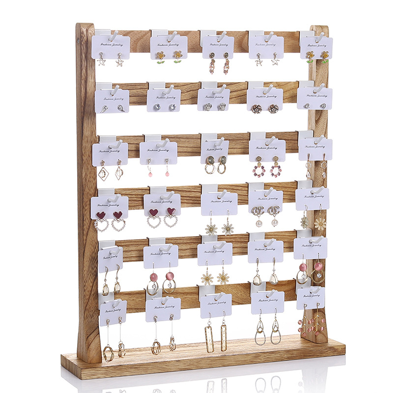 Täispuidust konkskõrvarõngaste hoidikuga kõrvarõngad, papist ehted, suure mahutavusega kõrvarõngaste riiul, ehete vitriin