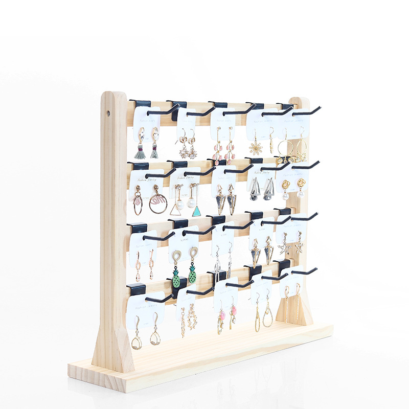 Täispuidust konkskõrvarõngaste hoidikuga kõrvarõngad, papist ehted, suure mahutavusega kõrvarõngaste riiul, ehete vitriin