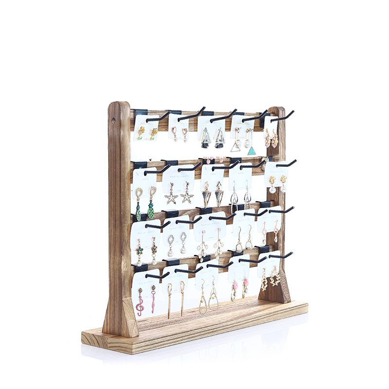 Täispuidust konkskõrvarõngaste hoidikuga kõrvarõngad, papist ehted, suure mahutavusega kõrvarõngaste riiul, ehete vitriin