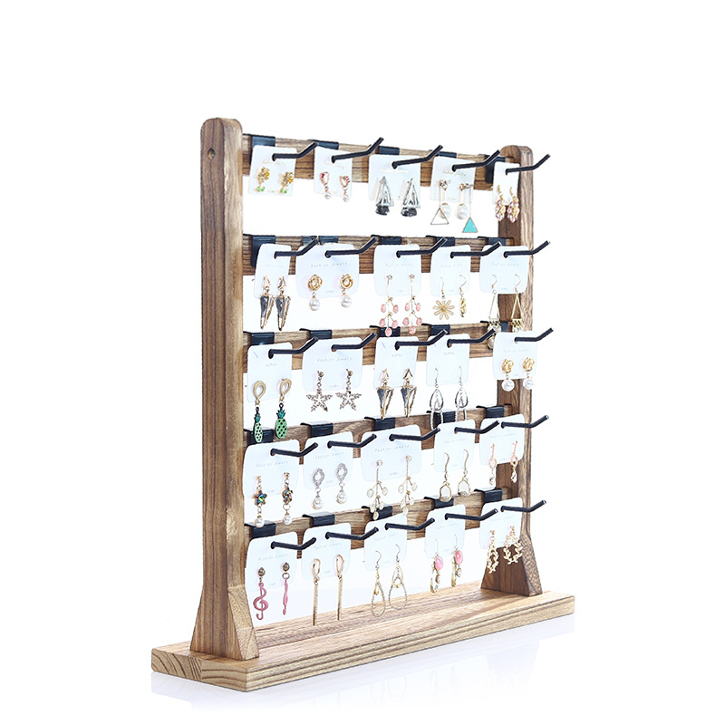 Täispuidust konkskõrvarõngaste hoidikuga kõrvarõngad, papist ehted, suure mahutavusega kõrvarõngaste riiul, ehete vitriin