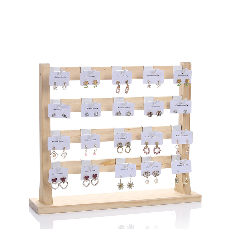 Täispuidust konkskõrvarõngaste hoidikuga kõrvarõngad, papist ehted, suure mahutavusega kõrvarõngaste riiul, ehete vitriin