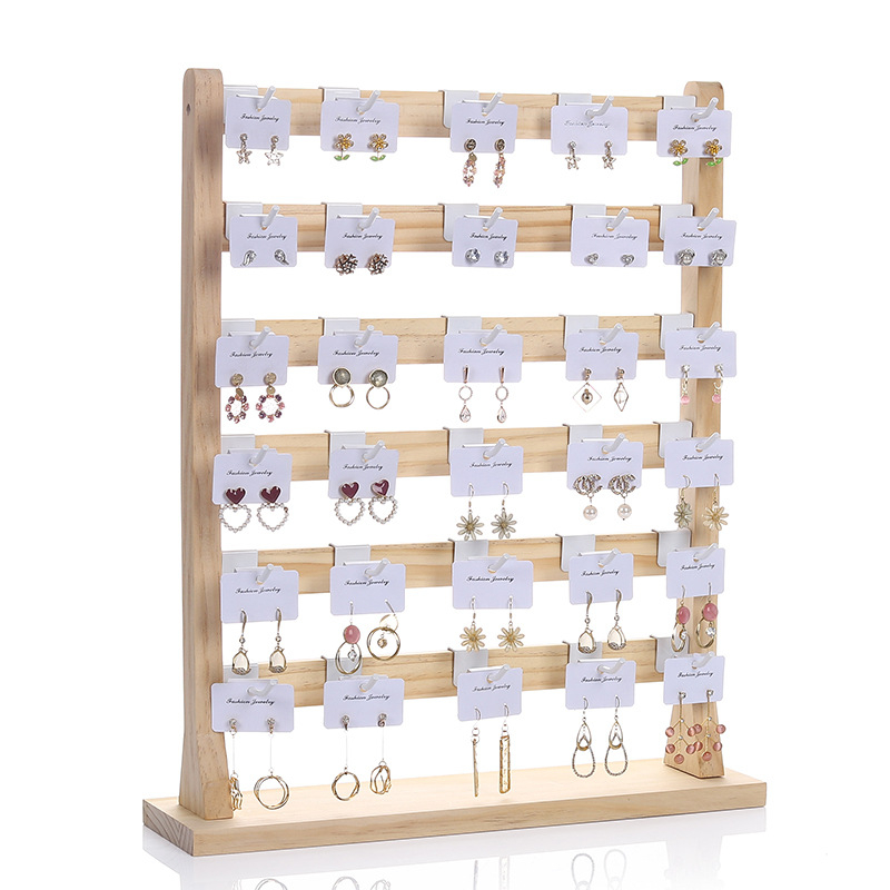 Täispuidust konkskõrvarõngaste hoidikuga kõrvarõngad, papist ehted, suure mahutavusega kõrvarõngaste riiul, ehete vitriin