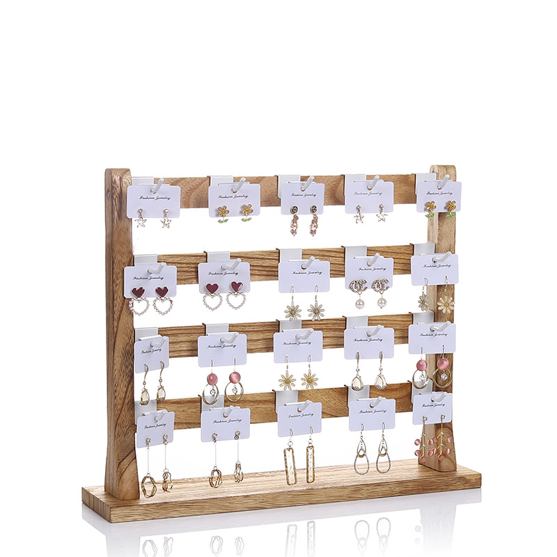 Täispuidust konkskõrvarõngaste hoidikuga kõrvarõngad, papist ehted, suure mahutavusega kõrvarõngaste riiul, ehete vitriin