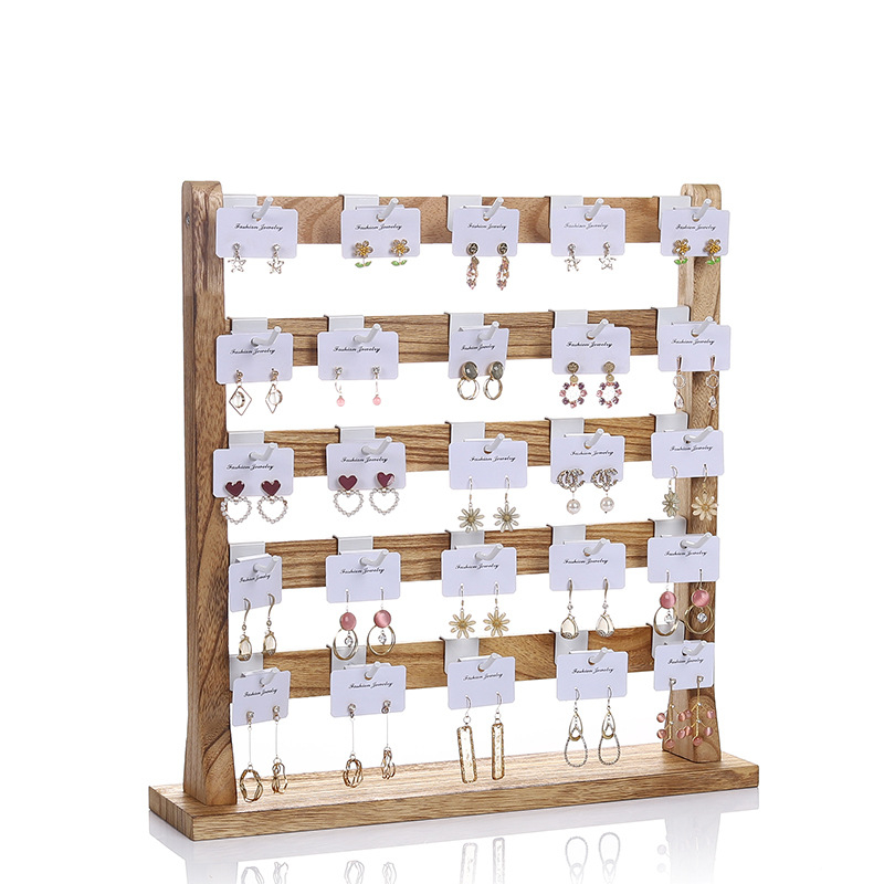 Täispuidust konkskõrvarõngaste hoidikuga kõrvarõngad, papist ehted, suure mahutavusega kõrvarõngaste riiul, ehete vitriin