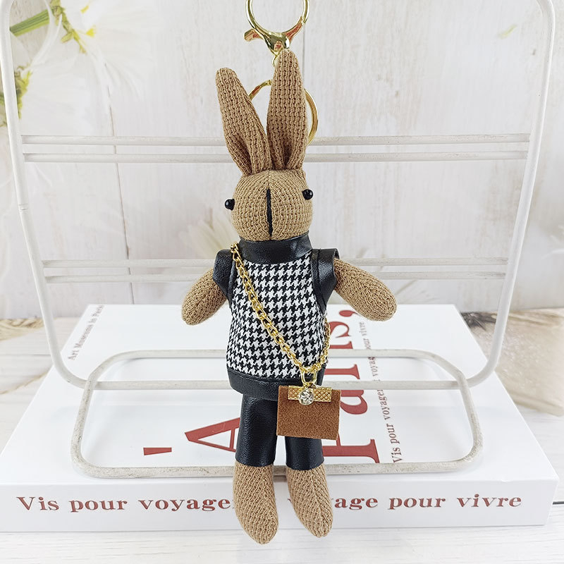 Divat tyúkláb alakú nyúl aranyos plüss baba medál kreatív kulcstartó táska medál plüss játék nagykereskedelem