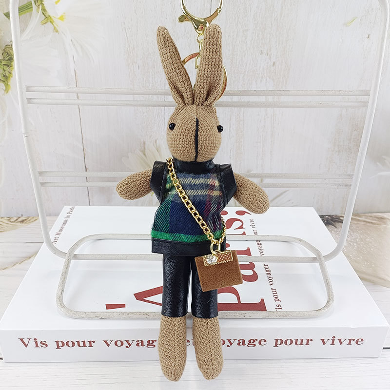 Divat tyúkláb alakú nyúl aranyos plüss baba medál kreatív kulcstartó táska medál plüss játék nagykereskedelem