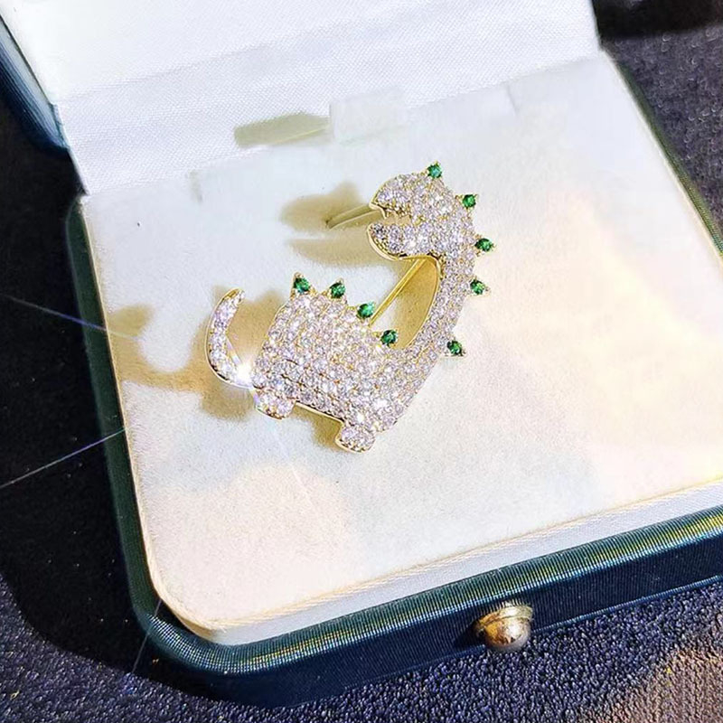 Корейска висококачествена кристална брошка с динозавър, дамска имитация на личност, елегантна, модерен костюм, аксесоари, щифт, сладък японски щифт за яка