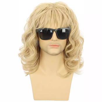 Amazon Independent Station kuum müük uued meeste juuksed keskmised ja pikad lokkis juuksed katkised tukk rokistiilis meeste parukas kohev naturaalne