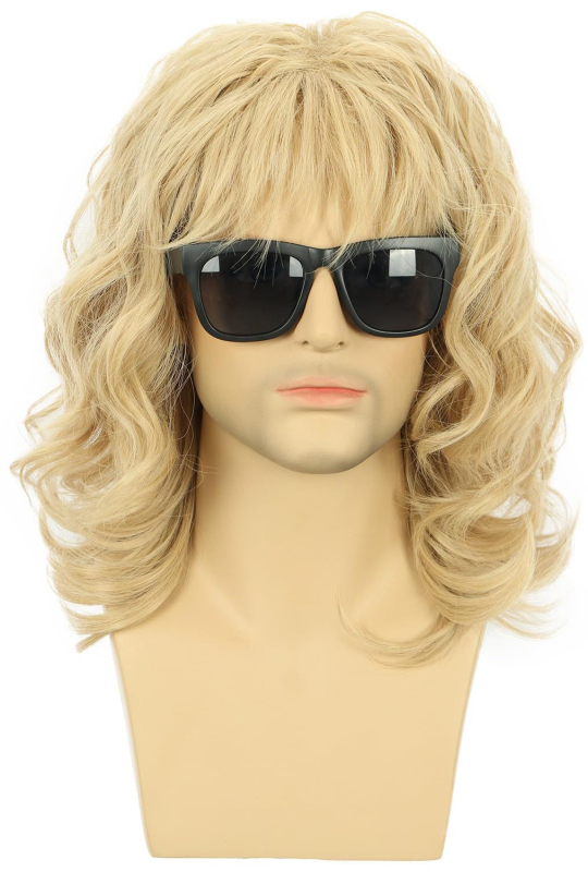 Amazon Independent Station kuum müük uued meeste juuksed keskmised ja pikad lokkis juuksed katkised tukk rokistiilis meeste parukas kohev naturaalne