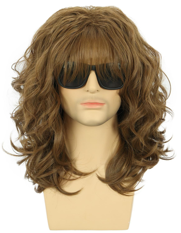 Amazon Independent Station kuum müük uued meeste juuksed keskmised ja pikad lokkis juuksed katkised tukk rokistiilis meeste parukas kohev naturaalne